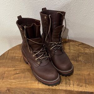 Classic Brown Leather Lace-Up Boots